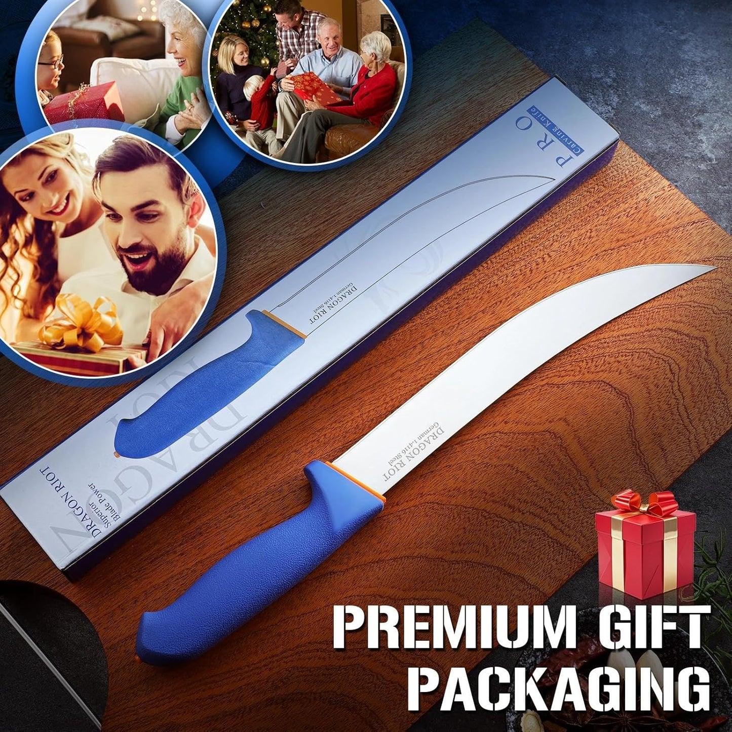 Curved Butcher Breaking Knife,Super Sharp Carving Slicing Knife for BBQ,10 Inch Scimitar Blade for Meat Cutting,High Carbon Stainless Steel Cimeter Breaking Knives with Ergonomic Handle