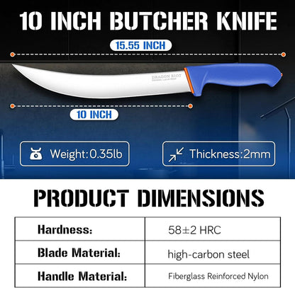 Curved Butcher Breaking Knife,Super Sharp Carving Slicing Knife for BBQ,10 Inch Scimitar Blade for Meat Cutting,High Carbon Stainless Steel Cimeter Breaking Knives with Ergonomic Handle