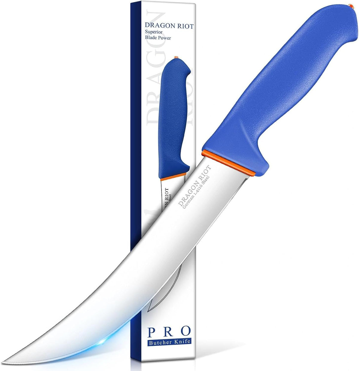 Curved Butcher Breaking Knife,Super Sharp Carving Slicing Knife for BBQ,10 Inch Scimitar Blade for Meat Cutting,High Carbon Stainless Steel Cimeter Breaking Knives with Ergonomic Handle