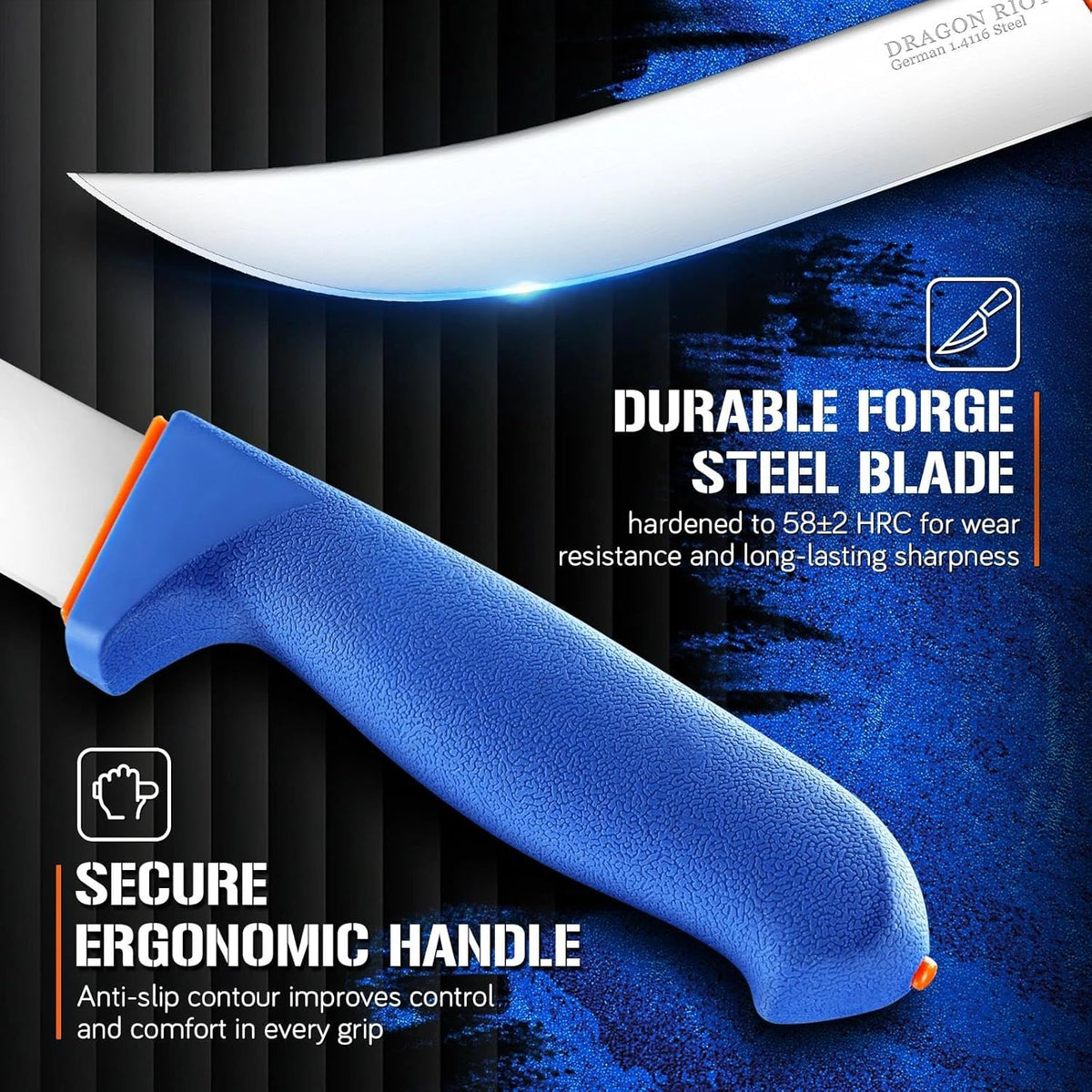 Curved Butcher Breaking Knife,Super Sharp Carving Slicing Knife for BBQ,10 Inch Scimitar Blade for Meat Cutting,High Carbon Stainless Steel Cimeter Breaking Knives with Ergonomic Handle