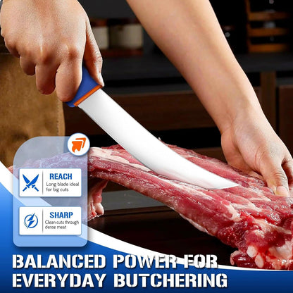 Curved Butcher Breaking Knife,Super Sharp Carving Slicing Knife for BBQ,10 Inch Scimitar Blade for Meat Cutting,High Carbon Stainless Steel Cimeter Breaking Knives with Ergonomic Handle
