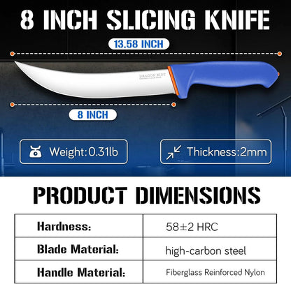 Curved Butcher Breaking Knife,Super Sharp Carving Slicing Knife for BBQ,10 Inch Scimitar Blade for Meat Cutting,High Carbon Stainless Steel Cimeter Breaking Knives with Ergonomic Handle