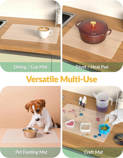 Silicone Non-Slip Mat for Cutting Board, Heat Resistant Trivet, 2PCS
