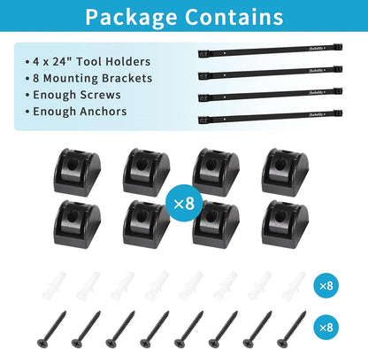 6 Pieces 12" Magnetic Tool Holder Strip, Black Magnet Bar, Metal Tool Organizer Rack for Garage Organization, Easy To Install in Workshop, Mounting Screws Included