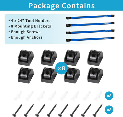 6 Pieces 12" Magnetic Tool Holder Strip, Black Magnet Bar, Metal Tool Organizer Rack for Garage Organization, Easy To Install in Workshop, Mounting Screws Included
