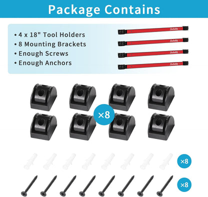 6 Pieces 12" Magnetic Tool Holder Strip, Black Magnet Bar, Metal Tool Organizer Rack for Garage Organization, Easy To Install in Workshop, Mounting Screws Included