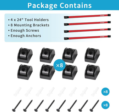 6 Pieces 12" Magnetic Tool Holder Strip, Black Magnet Bar, Metal Tool Organizer Rack for Garage Organization, Easy To Install in Workshop, Mounting Screws Included