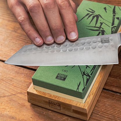 Dual-Grit Whetstone Kitchen Knife Sharpening Set | 180/800 Ceramic Stone | Precision Sharpening | Anti-Slip Base & Angle Guide | Pro-Grade Edge Restoration