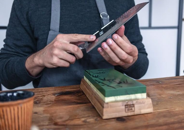 Dual-Grit Whetstone Kitchen Knife Sharpening Set | 180/800 Ceramic Stone | Precision Sharpening | Anti-Slip Base & Angle Guide | Pro-Grade Edge Restoration