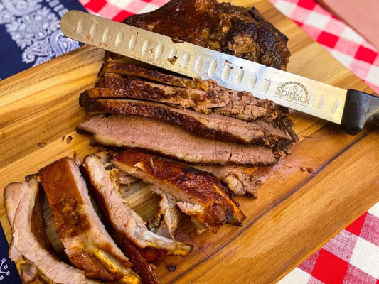 Smoked Brisket Slicing Knife, 11 Inch Stainless Granton Edge | Meat carving and slicing knife for smoked brisket, turkey, ham, and roasts, with Granton edge to help reduce sticking.