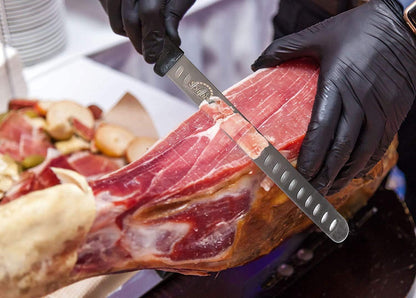 Smoked Brisket Slicing Knife, 11 Inch Stainless Granton Edge | Meat carving and slicing knife for smoked brisket, turkey, ham, and roasts, with Granton edge to help reduce sticking.
