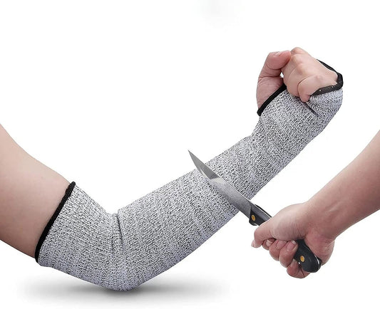 Cut Resistant Sleeves Level 5 Arm Protection Sleeve with Thumb Slot Grey Gardening Sleeves for Women Men