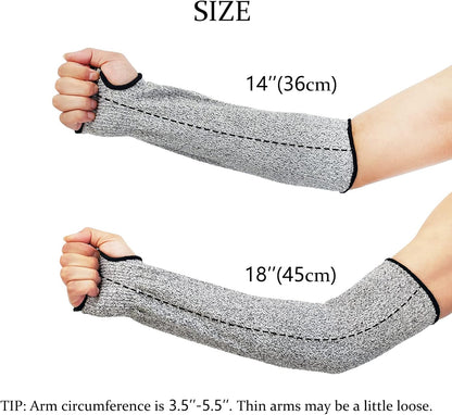 Cut Resistant Sleeves Level 5 Arm Protection Sleeve with Thumb Slot Grey Gardening Sleeves for Women Men