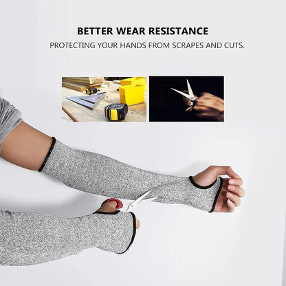 Cut Resistant Sleeves Level 5 Arm Protection Sleeve with Thumb Slot Grey Gardening Sleeves for Women Men