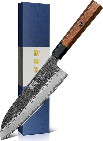 7 Inch Nakiri Knife, Ultra Sharp Meat Vegetable Cleaver Knife | Japanese High Carbon Steel Chopping Knife, Professional Asian Meat Vegetable Chef Knife with Ergonomic Rosewood Handle
