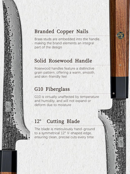 7 Inch Nakiri Knife, Ultra Sharp Meat Vegetable Cleaver Knife | Japanese High Carbon Steel Chopping Knife, Professional Asian Meat Vegetable Chef Knife with Ergonomic Rosewood Handle