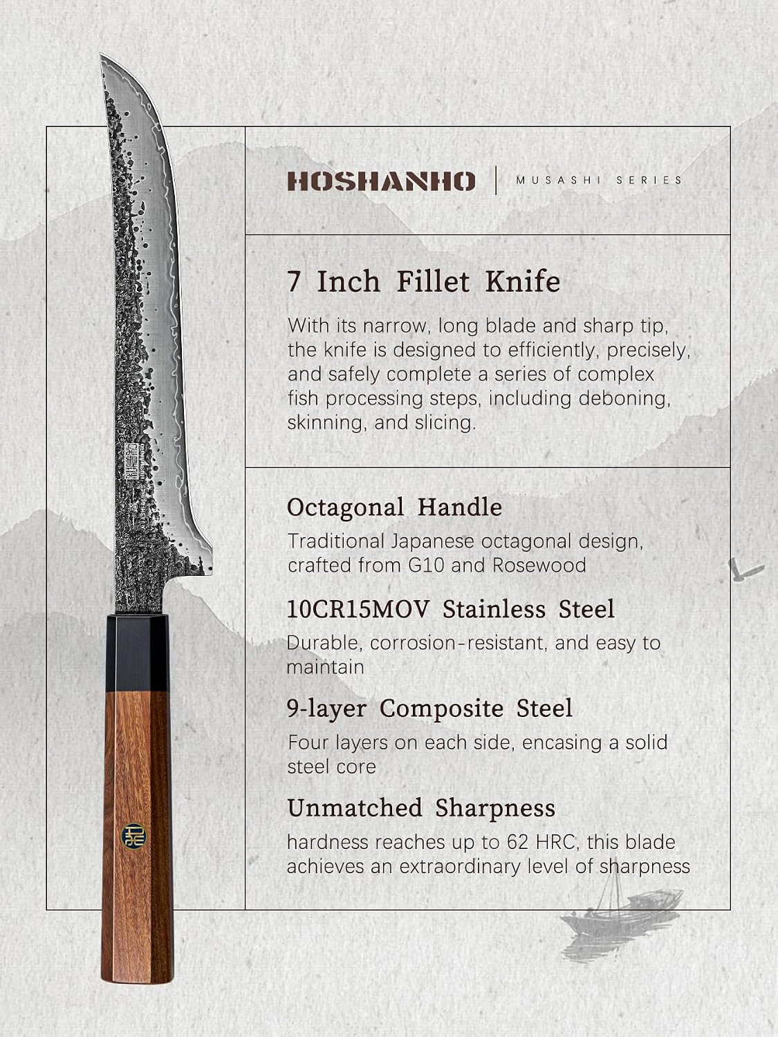 7 Inch Nakiri Knife, Ultra Sharp Meat Vegetable Cleaver Knife | Japanese High Carbon Steel Chopping Knife, Professional Asian Meat Vegetable Chef Knife with Ergonomic Rosewood Handle