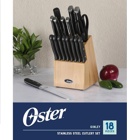 Evansville 14 Piece Cutlery Kitchen Knife Block Set, Stainless Steel w/Linen White Handles - Cuchillos Para Cocina