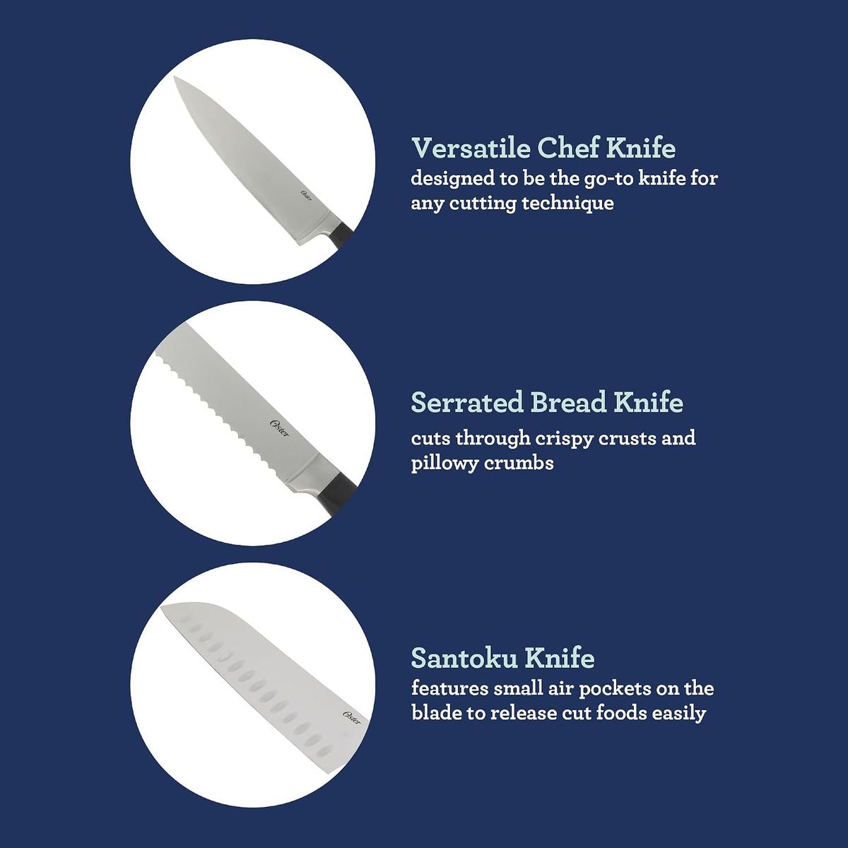 Evansville 14 Piece Cutlery Kitchen Knife Block Set, Stainless Steel w/Linen White Handles - Cuchillos Para Cocina