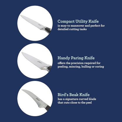 Evansville 14 Piece Cutlery Kitchen Knife Block Set, Stainless Steel w/Linen White Handles - Cuchillos Para Cocina