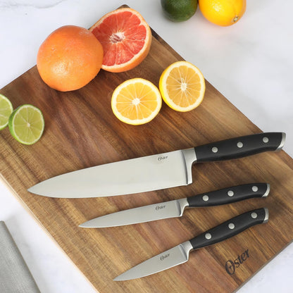 Evansville 14 Piece Cutlery Kitchen Knife Block Set, Stainless Steel w/Linen White Handles - Cuchillos Para Cocina