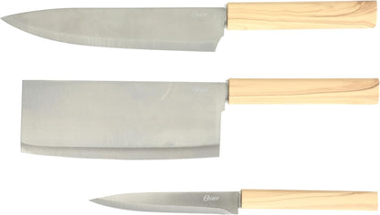 Evansville 14 Piece Cutlery Kitchen Knife Block Set, Stainless Steel w/Linen White Handles - Cuchillos Para Cocina