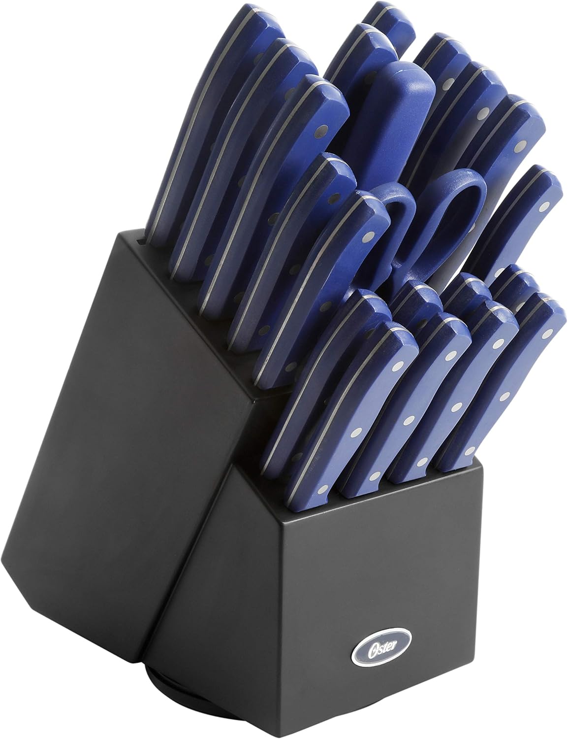 Evansville 14 Piece Cutlery Kitchen Knife Block Set, Stainless Steel w/Linen White Handles - Cuchillos Para Cocina