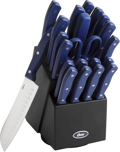 Evansville 14 Piece Cutlery Kitchen Knife Block Set, Stainless Steel w/Linen White Handles - Cuchillos Para Cocina