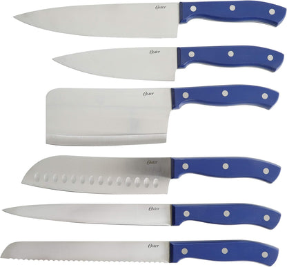 Evansville 14 Piece Cutlery Kitchen Knife Block Set, Stainless Steel w/Linen White Handles - Cuchillos Para Cocina