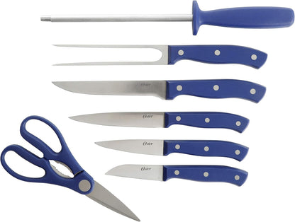 Evansville 14 Piece Cutlery Kitchen Knife Block Set, Stainless Steel w/Linen White Handles - Cuchillos Para Cocina