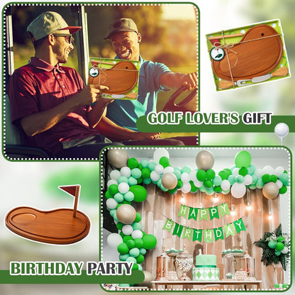Golf Cheese Board Gift Set Father Day Gift for Dad Party Favor Prizes Charcuterie Wood Board with Knives and Box for Party Tournament Birthday Game(Carbonized Bamboo Wood, Golf)