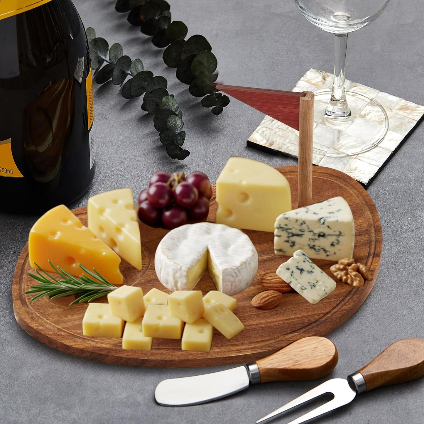 Golf Cheese Board Gift Set Father Day Gift for Dad Party Favor Prizes Charcuterie Wood Board with Knives and Box for Party Tournament Birthday Game(Carbonized Bamboo Wood, Golf)