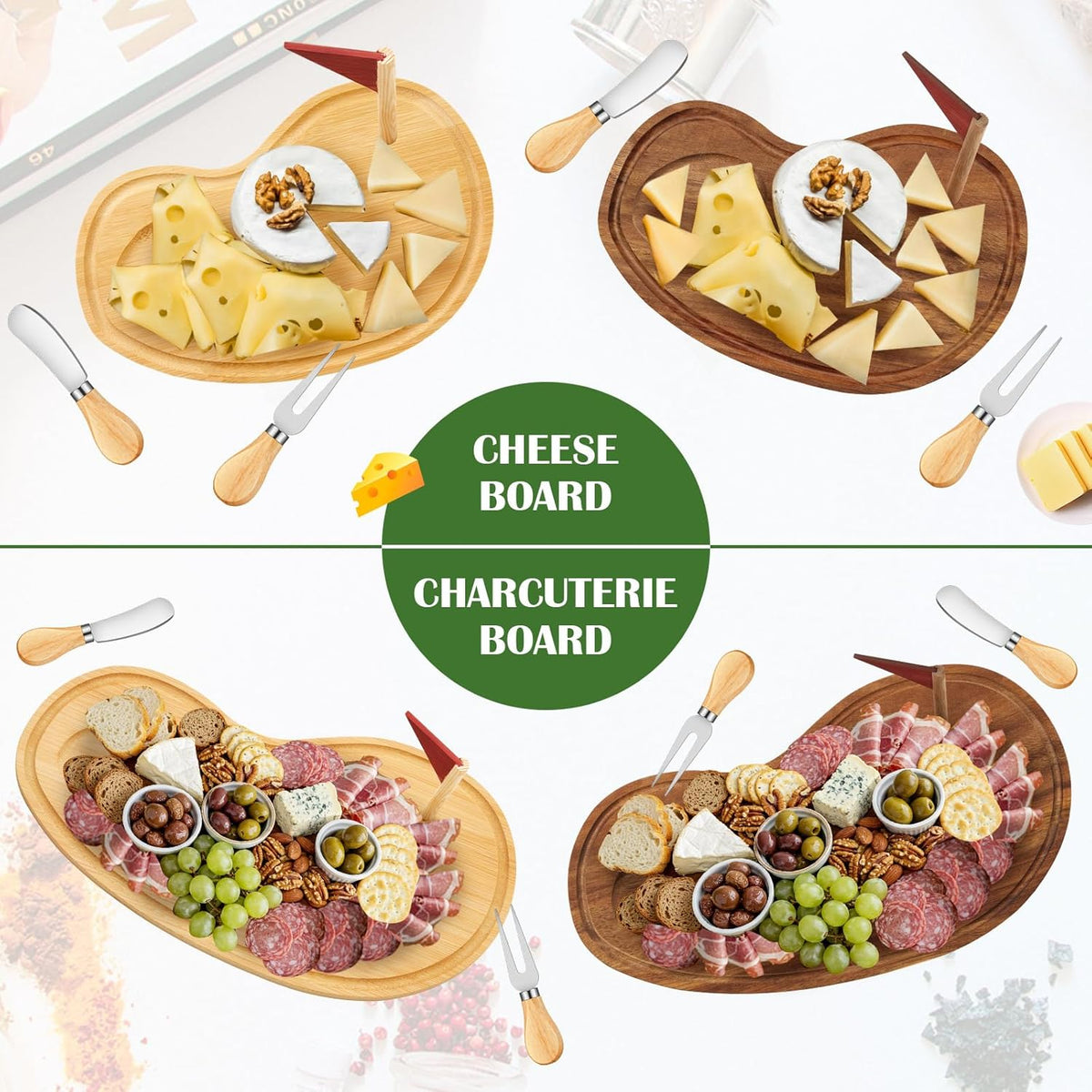 Golf Cheese Board Gift Set Father Day Gift for Dad Party Favor Prizes Charcuterie Wood Board with Knives and Box for Party Tournament Birthday Game(Carbonized Bamboo Wood, Golf)