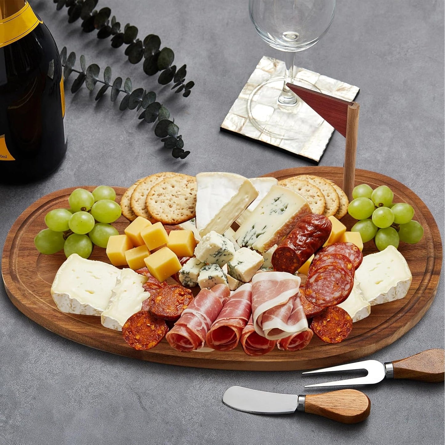 Golf Cheese Board Gift Set Father Day Gift for Dad Party Favor Prizes Charcuterie Wood Board with Knives and Box for Party Tournament Birthday Game(Carbonized Bamboo Wood, Golf)