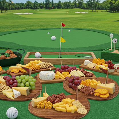 Golf Cheese Board Gift Set Father Day Gift for Dad Party Favor Prizes Charcuterie Wood Board with Knives and Box for Party Tournament Birthday Game(Carbonized Bamboo Wood, Golf)