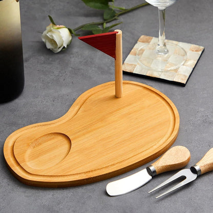 Golf Cheese Board Gift Set Father Day Gift for Dad Party Favor Prizes Charcuterie Wood Board with Knives and Box for Party Tournament Birthday Game(Carbonized Bamboo Wood, Golf)