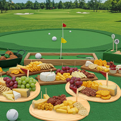 Golf Cheese Board Gift Set Father Day Gift for Dad Party Favor Prizes Charcuterie Wood Board with Knives and Box for Party Tournament Birthday Game(Carbonized Bamboo Wood, Golf)