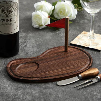 Golf Cheese Board Gift Set Father Day Gift for Dad Party Favor Prizes Charcuterie Wood Board with Knives and Box for Party Tournament Birthday Game(Carbonized Bamboo Wood, Golf)