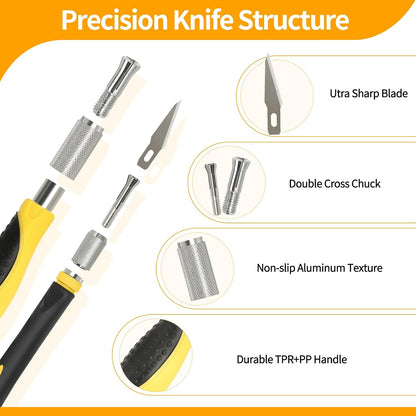 Precision Craft, Hobby, and Exacto Knife Set for Artistic, Scrapbooking, Stencil, Architectural Modeling, Woodworking, and Leatherworking projects - Perfect for Precision Cutting (30pcs)