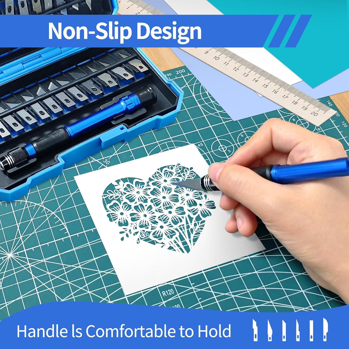 Precision Craft, Hobby, and Exacto Knife Set for Artistic, Scrapbooking, Stencil, Architectural Modeling, Woodworking, and Leatherworking projects - Perfect for Precision Cutting (30pcs)