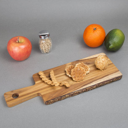Solid Wood Serving Board Cheese Paddle Board, 14" L x 5" W | Charcuterie Board, One Side Natural Edge, For Dessert Bread Vegetables Fruits