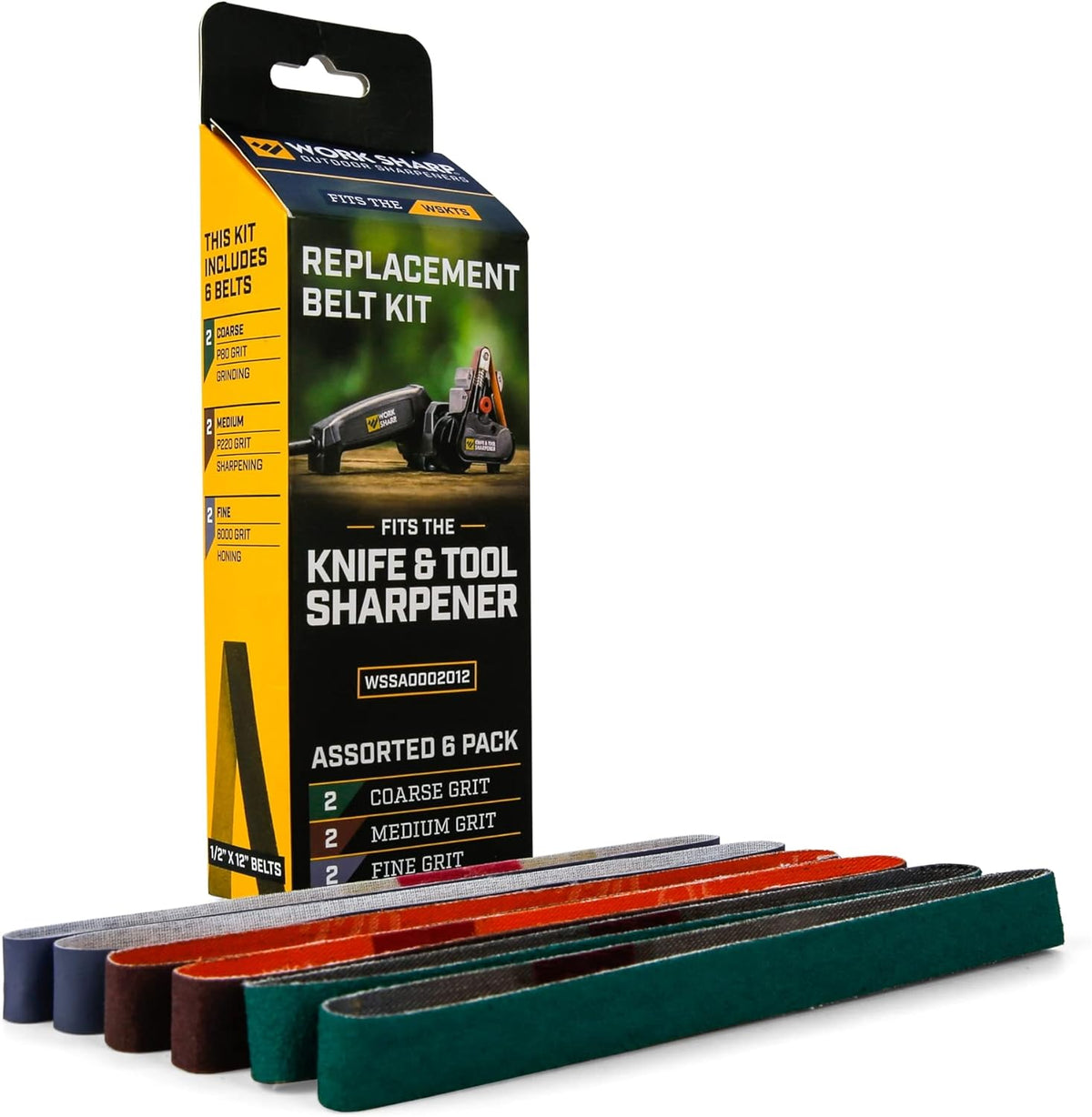 Official Knife & Tool Sharpener Assorted (P80, P220, 6000) Replacement Belt Kit