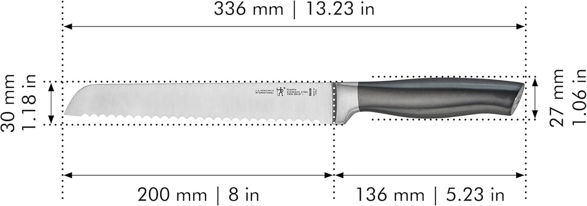 Graphite Razor-Sharp 8-inch Bread Knife, Cake Knife, German Engineered Informed by 100+ Years of Mastery