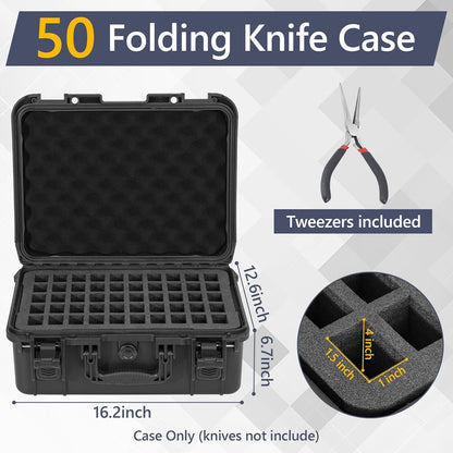 36 Folding Knife Case - Waterproof Knife Storage Organizer Case | Pocket Knife Holder Fits 36 Folding Knives, Swiss Army Knives & Butterfly Knives & More