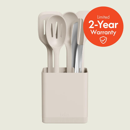 7-Piece Modular Gadget Set, Grater, Pizza Cutter, Ice Cream Scoop, Peeler, Shears, Bottle Opener, Crock with removable divider, Dishwasher Safe, Slate