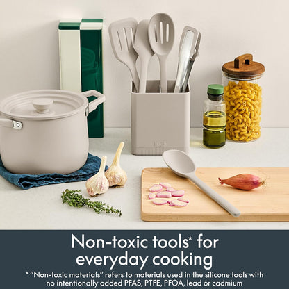 7-Piece Modular Gadget Set, Grater, Pizza Cutter, Ice Cream Scoop, Peeler, Shears, Bottle Opener, Crock with removable divider, Dishwasher Safe, Slate