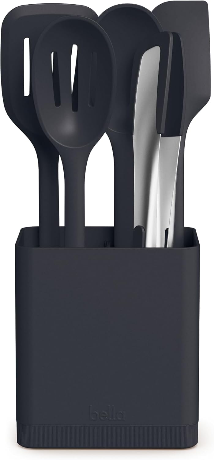 7-Piece Modular Gadget Set, Grater, Pizza Cutter, Ice Cream Scoop, Peeler, Shears, Bottle Opener, Crock with removable divider, Dishwasher Safe, Slate