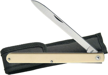 SZCO Harvest Fruit Knife – Pocket Knife with 5.75" Folding Stainless Steel Blade, Alabaster Handle & Nylon Sheath for Gardening, Orchard Harvest, Fruit Picking, Kitchen Prep & Everyday Carry EDC