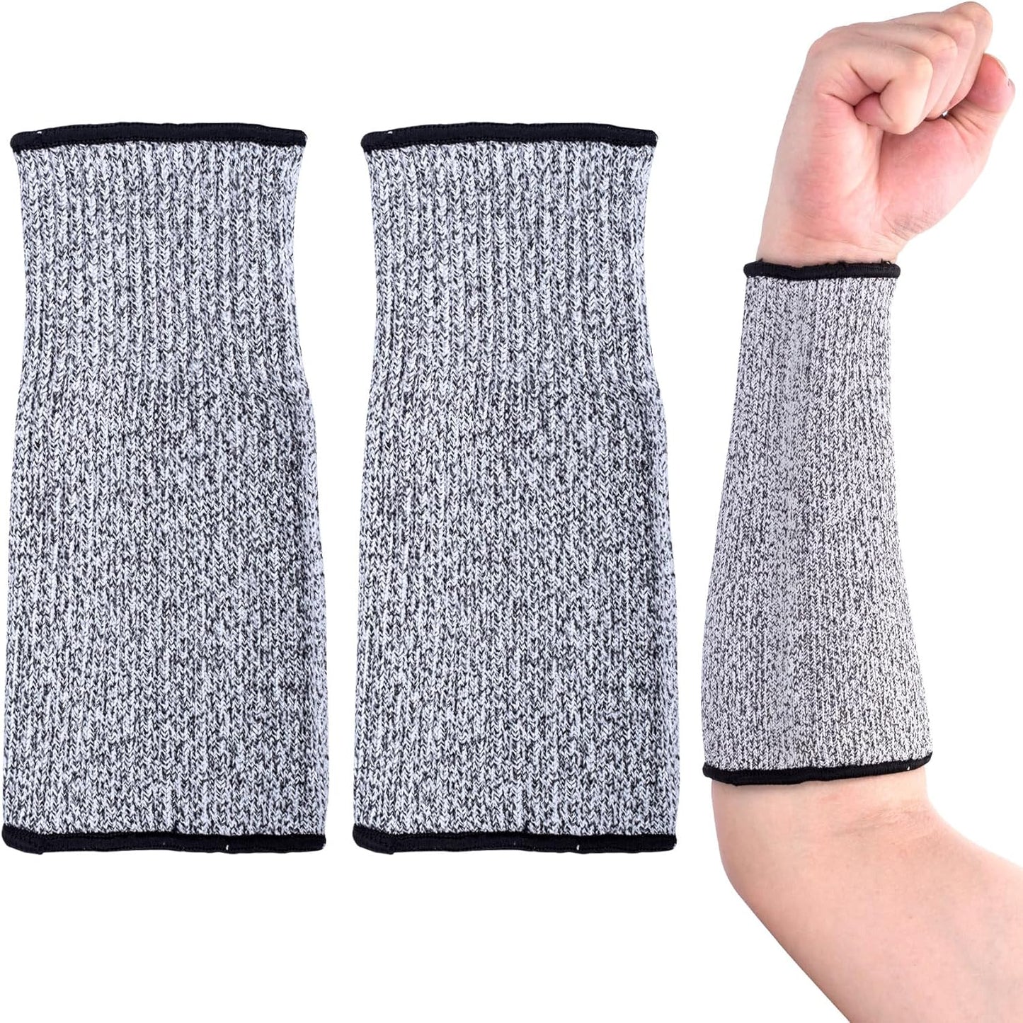 Protective Sleeves for Arms, Elastic Cut Resistant Arm Guards, Bite Proof Gardening Sleeves Forearm Protectors for Industrial Construction Kitchen Farm- Grey