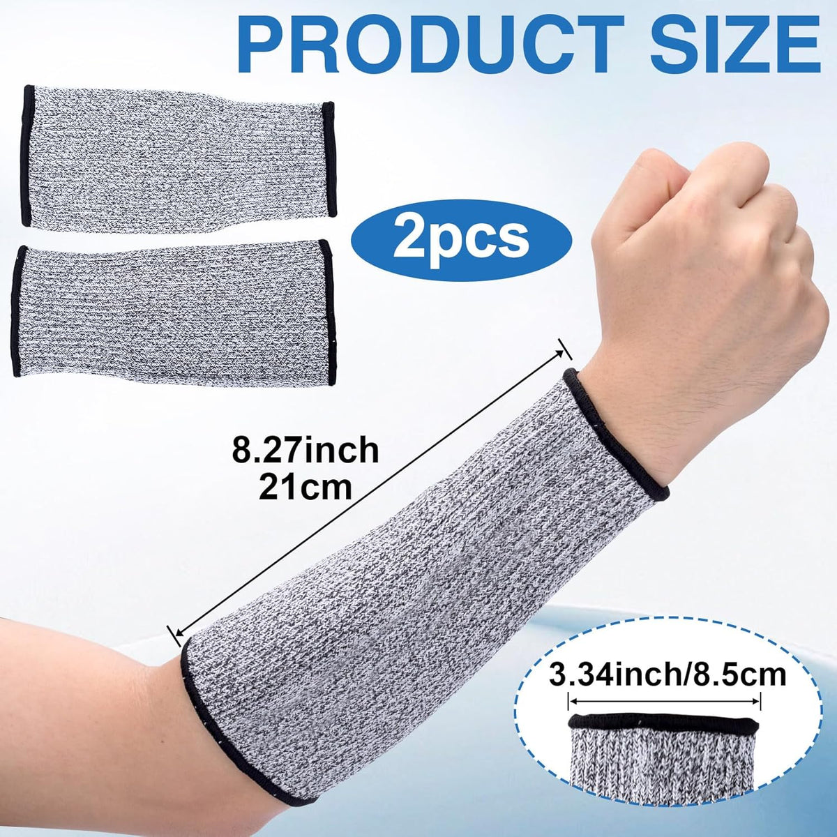 Protective Sleeves for Arms, Elastic Cut Resistant Arm Guards, Bite Proof Gardening Sleeves Forearm Protectors for Industrial Construction Kitchen Farm- Grey